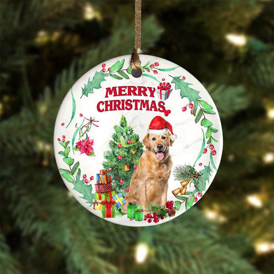 Dog Christmas Ornament, Golden Retriever Tree Merry Christmas Ornament, Pet Christmas Ornaments