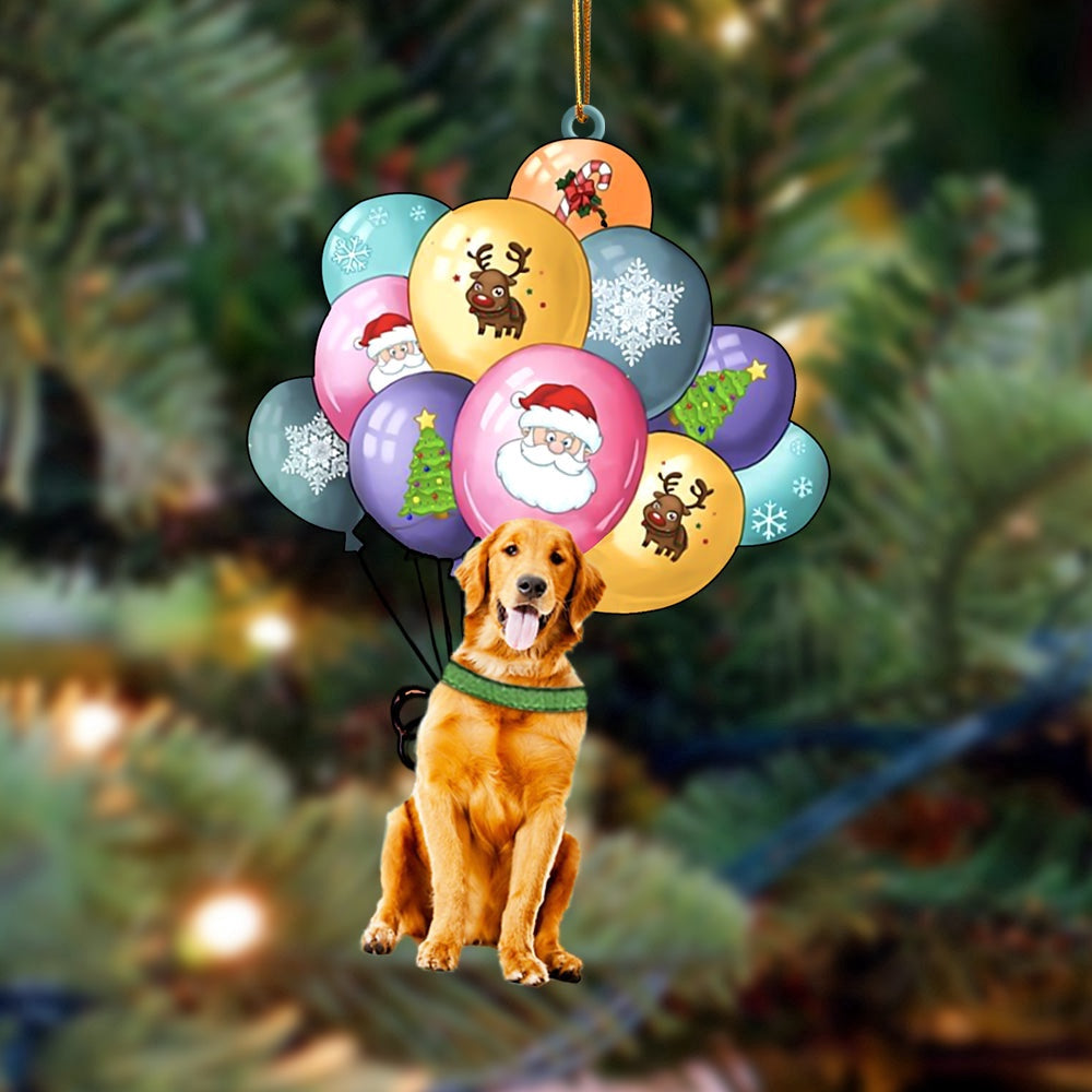 Dog Christmas Ornament, Golden Retriever With Balloons Christmas Ornament, Pet Christmas Ornaments
