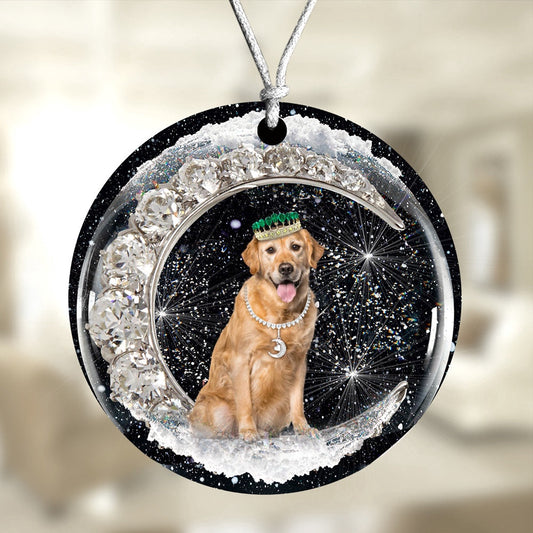 Dog Christmas Ornament, Golden Retriever With Crown Diamond Ornament, Pet Christmas Ornaments