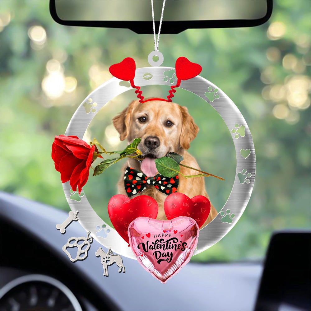 Dog Christmas Ornament, Golden Retriever With Rose & Heart Balloon Ornament, Pet Christmas Ornaments