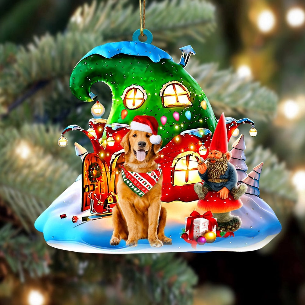 Dog Christmas Ornament, Golden Retriever With Rudolph'S House Christmas Ornament, Pet Christmas Ornaments
