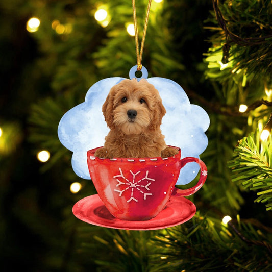 Dog Christmas Ornament, Goldendoodle On The Cup Christmas Ornament, Pet Christmas Ornaments