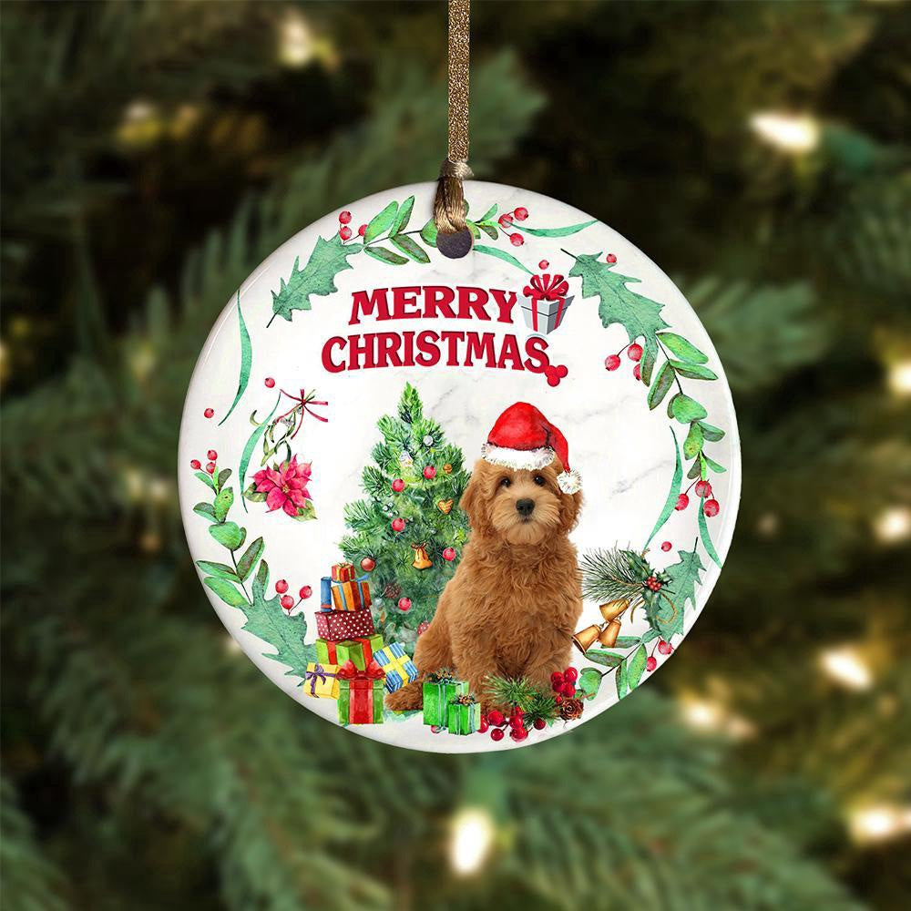 Dog Christmas Ornament, Goldendoodle Tree Merry Christmas Ornament, Pet Christmas Ornaments