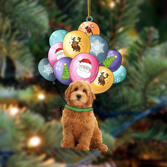 Dog Christmas Ornament, Goldendoodle With Balloons Christmas Ornament, Pet Christmas Ornaments