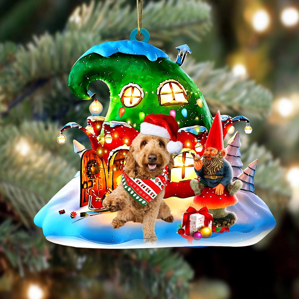 Dog Christmas Ornament, Goldendoodle With Rudolph'S House Christmas Ornament, Pet Christmas Ornaments