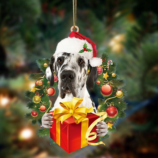 Dog Christmas Ornament, Great Dane Dogs Give Gifts Hanging Ornament, Pet Christmas Ornaments