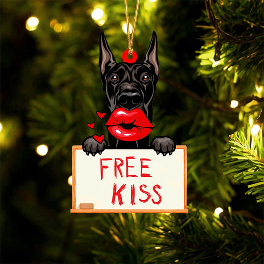 Dog Christmas Ornament, Great Dane Free Kiss Christmas Ornament, Pet Christmas Ornaments