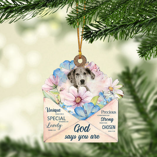 Dog Christmas Ornament, Great Dane God Says You Ornament, Pet Christmas Ornaments