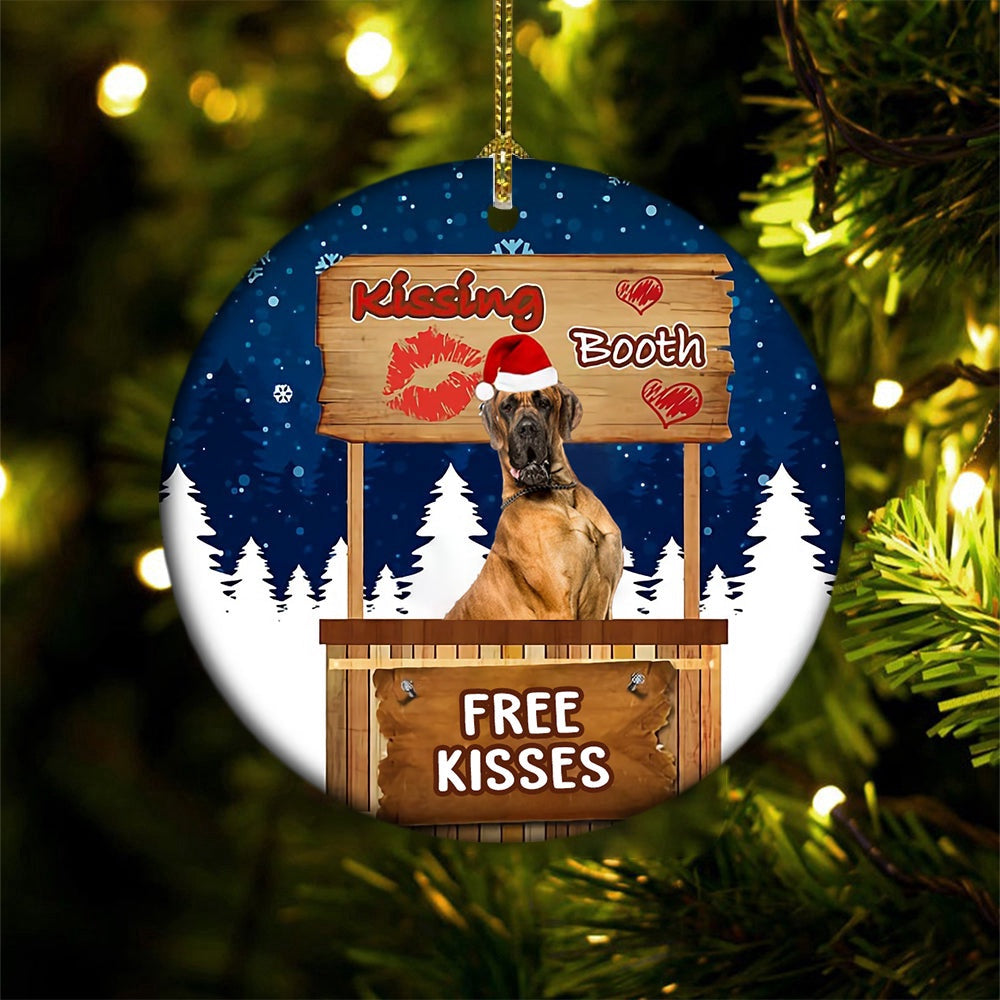 Dog Christmas Ornament, Great Dane Kissing Booth Christmas Ornament, Pet Christmas Ornaments