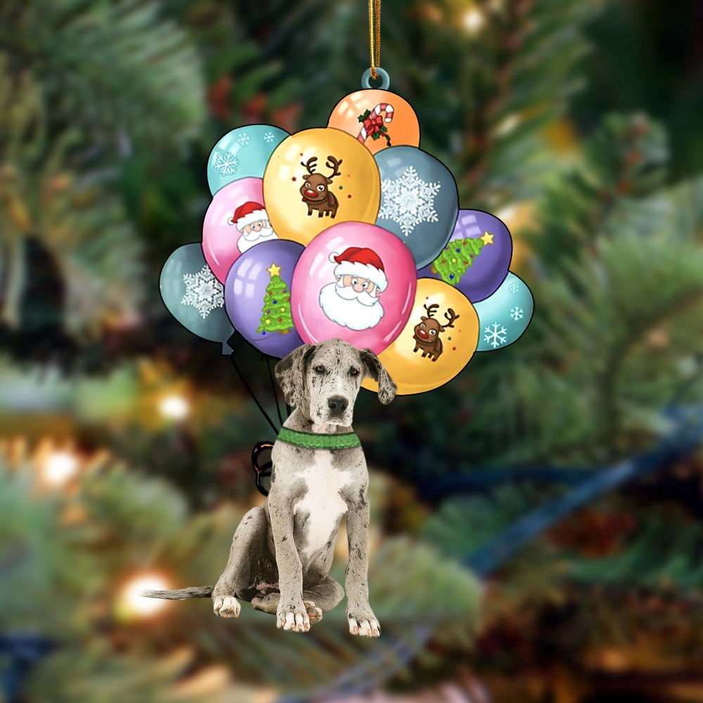 Dog Christmas Ornament, Great Dane With Balloons Christmas Ornament, Pet Christmas Ornaments