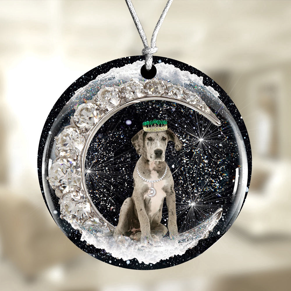 Dog Christmas Ornament, Great Dane With Crown Diamond Ornament, Pet Christmas Ornaments