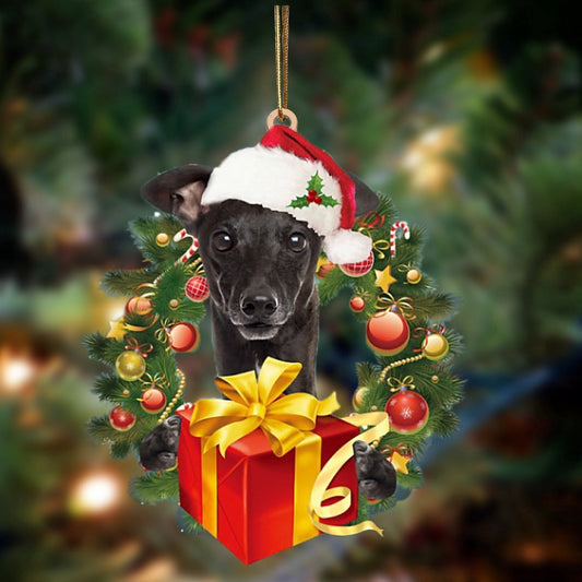 Dog Christmas Ornament, Greyhound Dogs Give Gifts Hanging Ornament, Pet Christmas Ornaments