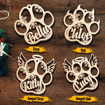 Dog Christmas Ornament, Happy Christmas With Fur Babies Personalized Paw Ornament, Pet Christmas Ornaments