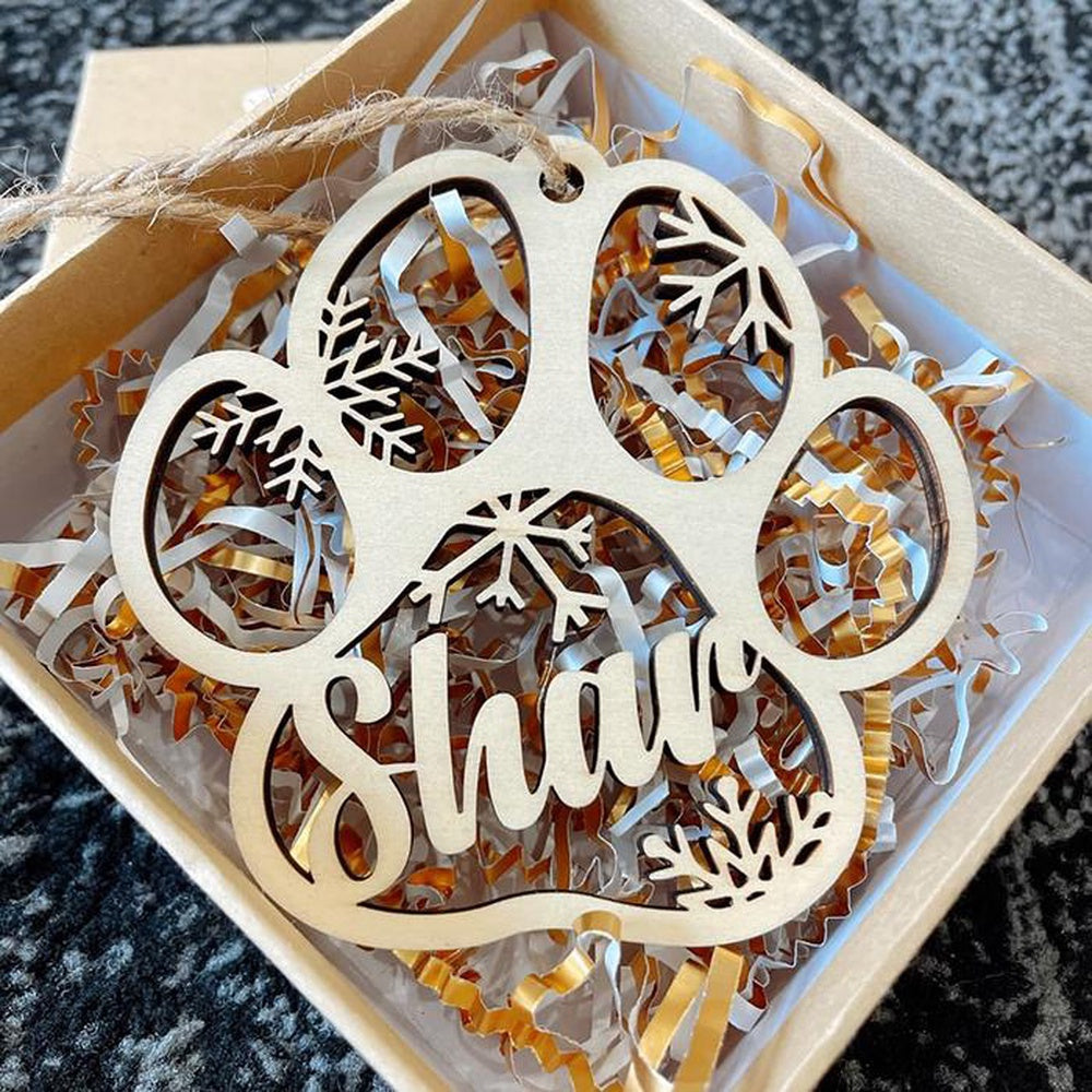 Dog Christmas Ornament, Happy Christmas With Fur Babies Personalized Paw Ornament, Pet Christmas Ornaments