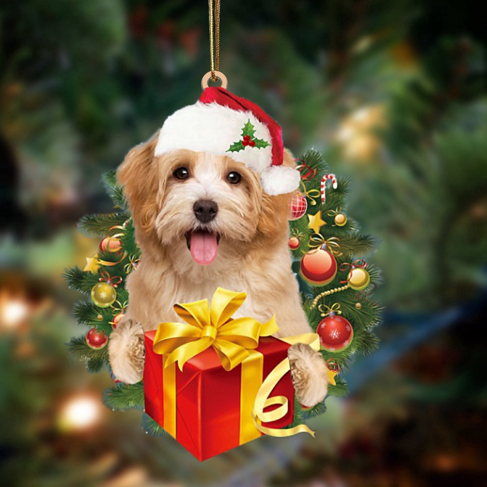 Dog Christmas Ornament, Havanese Dogs Give Gifts Hanging Ornament, Pet Christmas Ornaments