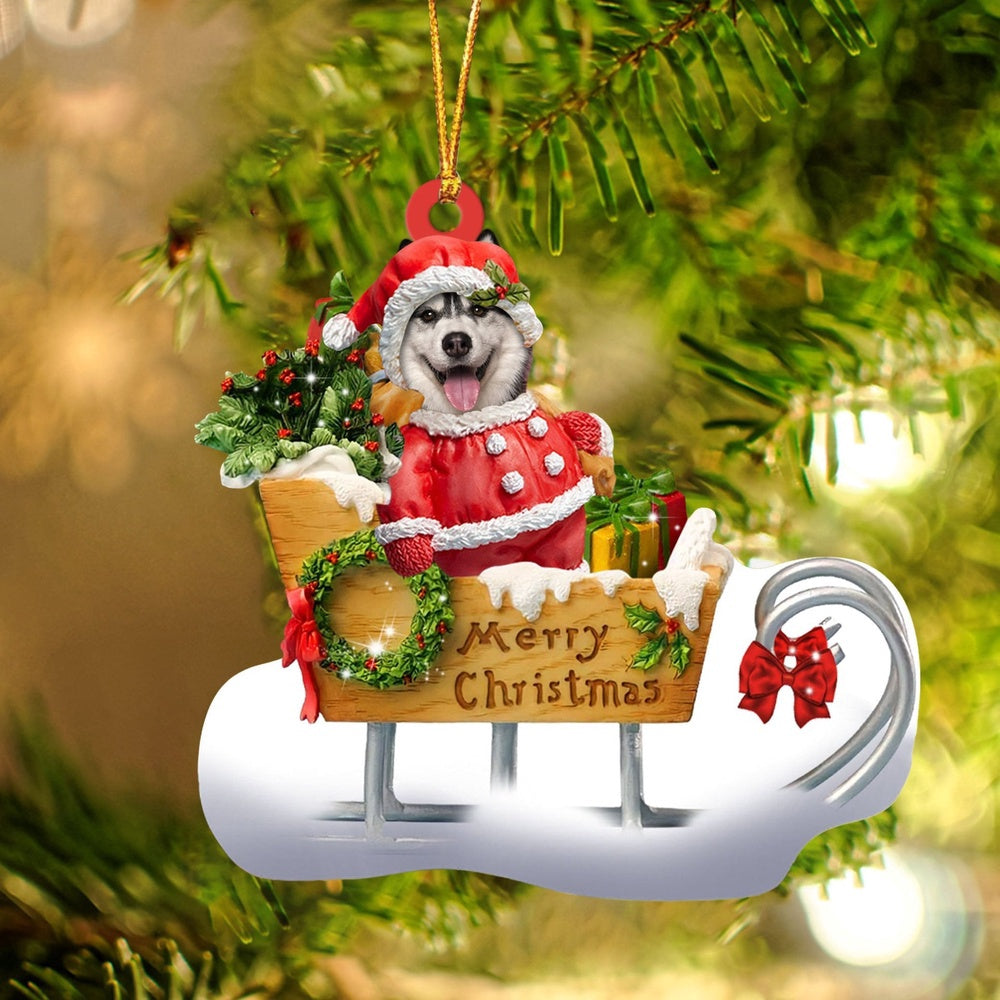 Dog Christmas Ornament, Husky Merry Christmas Ornament, Pet Christmas Ornaments