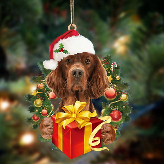 Dog Christmas Ornament, Irish Setter Dogs Give Gifts Hanging Ornament, Pet Christmas Ornaments