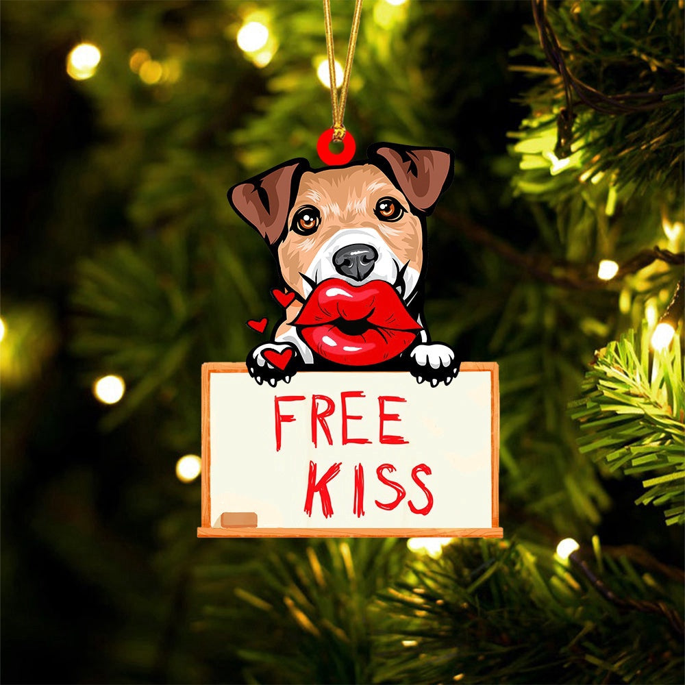 Dog Christmas Ornament, Jack Russell Terrier Free Kiss Christmas Ornament, Pet Christmas Ornaments
