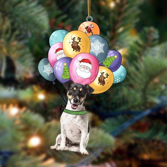 Dog Christmas Ornament, Jack Russell Terrier Funny With Balloons Christmas Ornament, Pet Christmas Ornaments