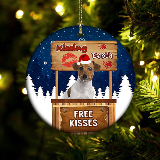 Dog Christmas Ornament, Jack Russell Terrier Kissing Booth Christmas Ornament, Pet Christmas Ornaments