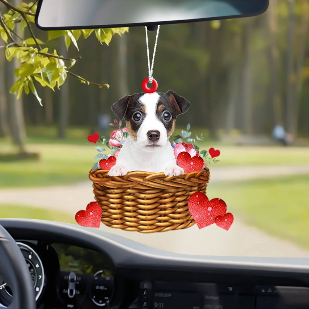 Dog Christmas Ornament, Jack Russell Terrier With Rose & Heart Ornament, Pet Christmas Ornaments