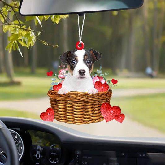 Dog Christmas Ornament, Jack Russell Terrier With Rose & Heart Ornament, Pet Christmas Ornaments