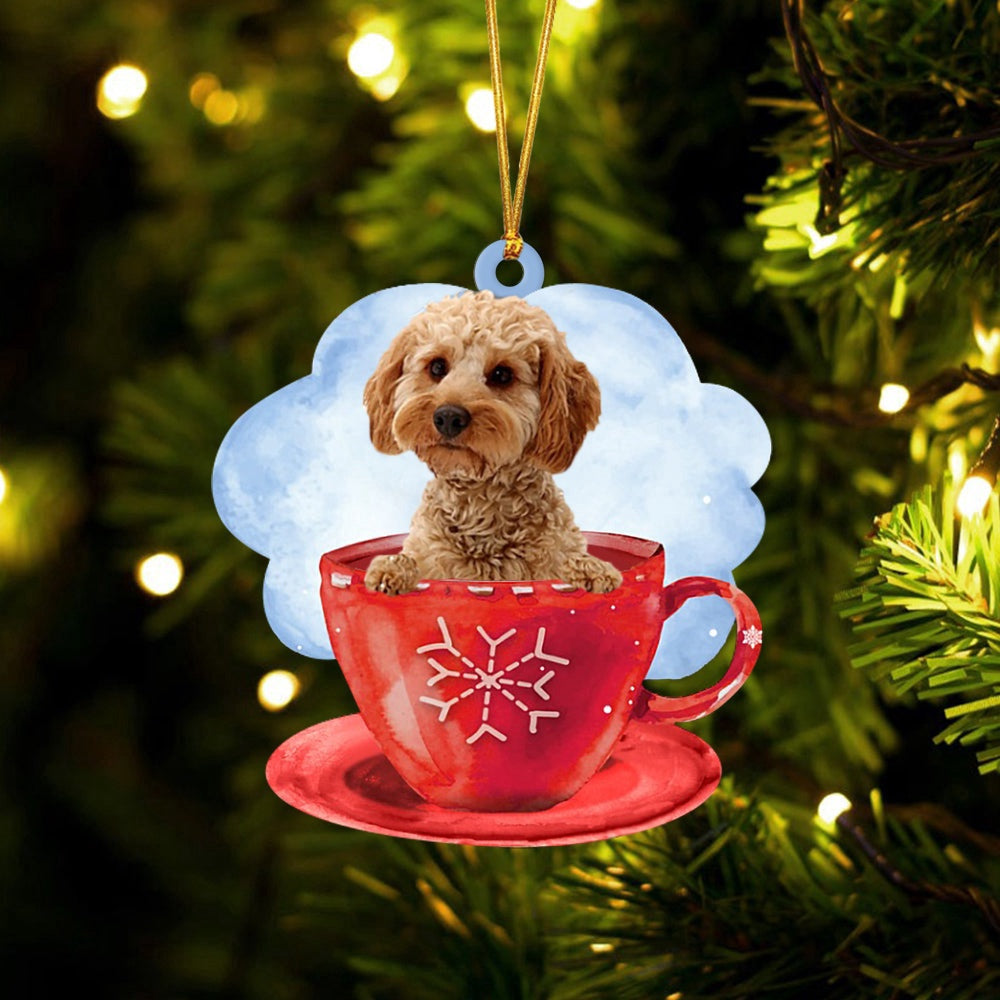 Dog Christmas Ornament, Labradoodle On The Cup Christmas Ornament, Pet Christmas Ornaments