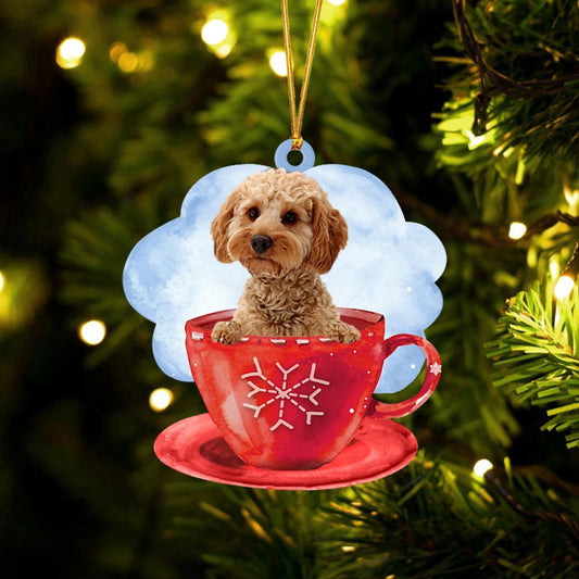 Dog Christmas Ornament, Labradoodle On The Cup Christmas Ornament, Pet Christmas Ornaments