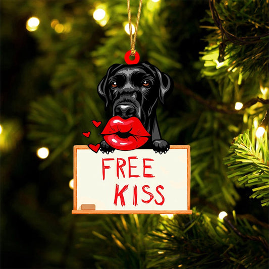 Dog Christmas Ornament, Labrador Retriever 2 Free Kiss Christmas Ornament, Pet Christmas Ornaments