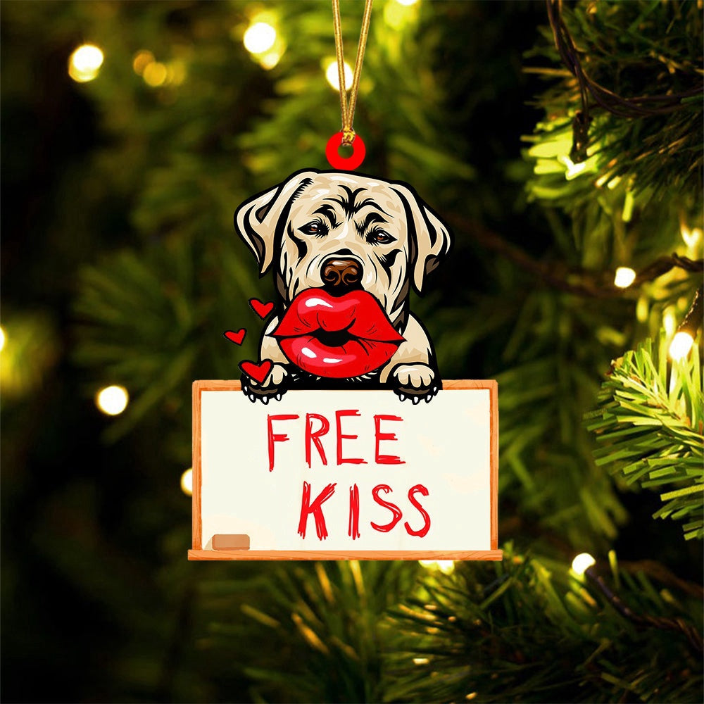 Dog Christmas Ornament, Labrador Retriever Free Kiss Christmas Ornament, Pet Christmas Ornaments