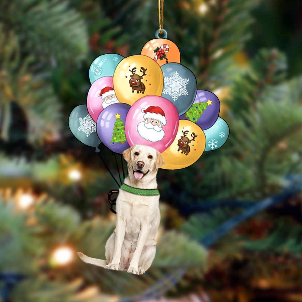 Dog Christmas Ornament, Labrador Retriever With Balloons Christmas Ornament, Pet Christmas Ornaments