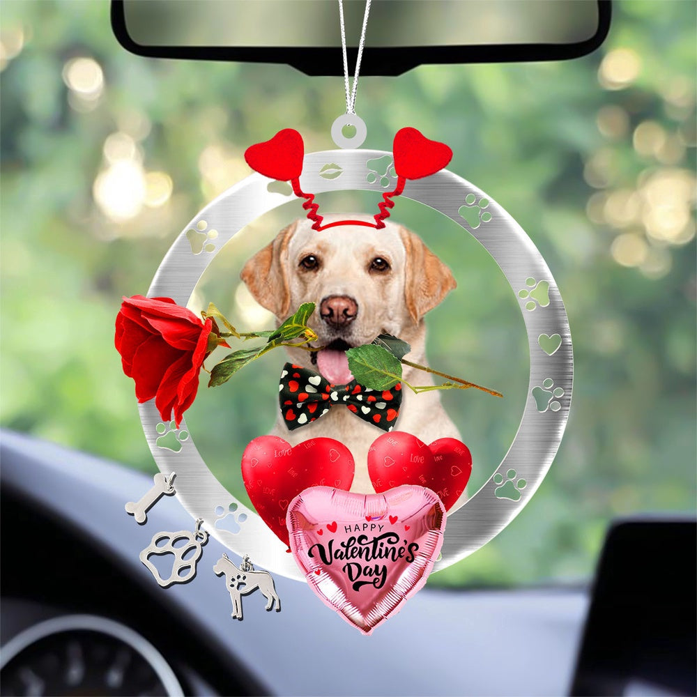 Dog Christmas Ornament, Labrador Retriever With Rose & Heart Balloon Ornament, Pet Christmas Ornaments