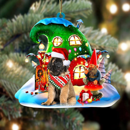 Dog Christmas Ornament, Leonberger With Rudolph'S House Christmas Ornament, Pet Christmas Ornaments