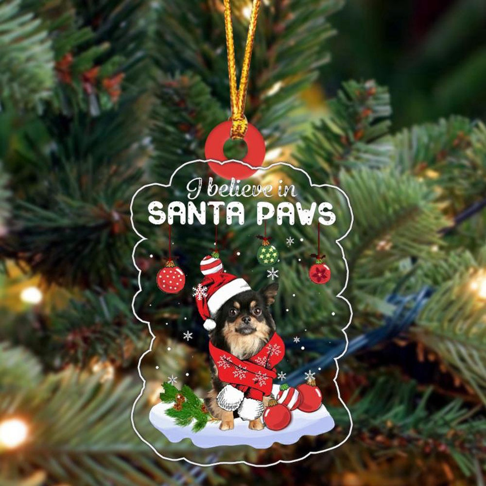 Dog Christmas Ornament, Long Haired Chihuahuak Christmas Ornament, Pet Christmas Ornaments