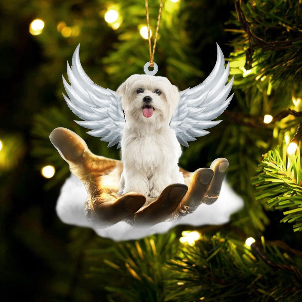 Dog Christmas Ornament, Maltese On The Hands Of Jesus Ornament, Pet Christmas Ornaments