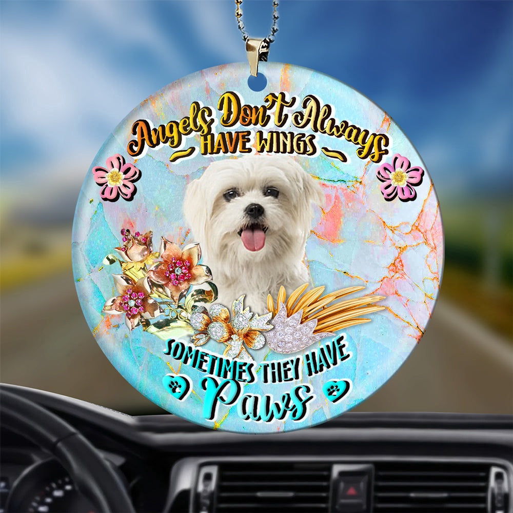 Dog Christmas Ornament, Maltese Sometimes They Have Paws Ornament, Pet Christmas Ornaments