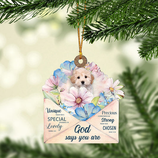 Dog Christmas Ornament, Maltipoo God Says You Ornament, Pet Christmas Ornaments
