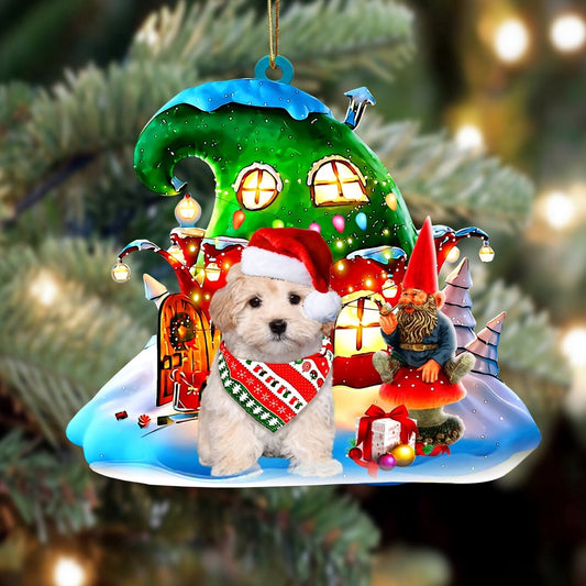 Dog Christmas Ornament, Maltipoo With Rudolph'S House Christmas Ornament, Pet Christmas Ornaments