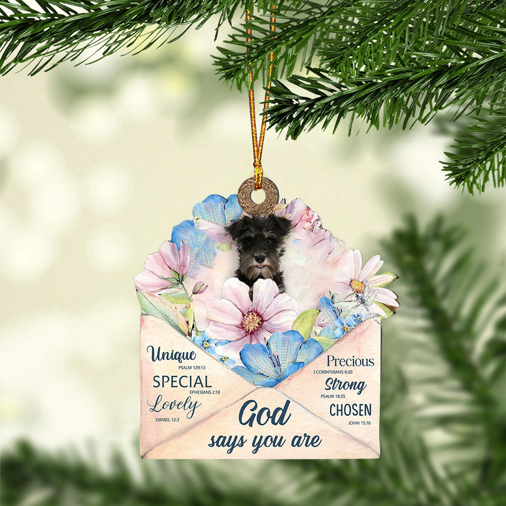 Dog Christmas Ornament, Miniature Schnauzer God Says You Ornament, Pet Christmas Ornaments