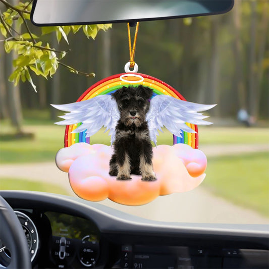 Dog Christmas Ornament, Miniature Schnauzer With Angel Wings Memorial Ornament, Pet Christmas Ornaments