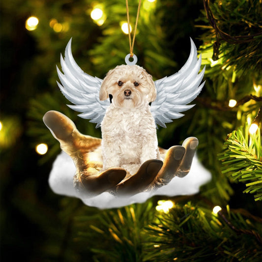 Dog Christmas Ornament, Morkie On The Hands Of Jesus Ornament, Pet Christmas Ornaments