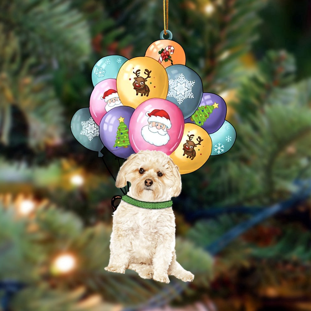 Dog Christmas Ornament, Morkie With Balloons Christmas Ornament, Pet Christmas Ornaments