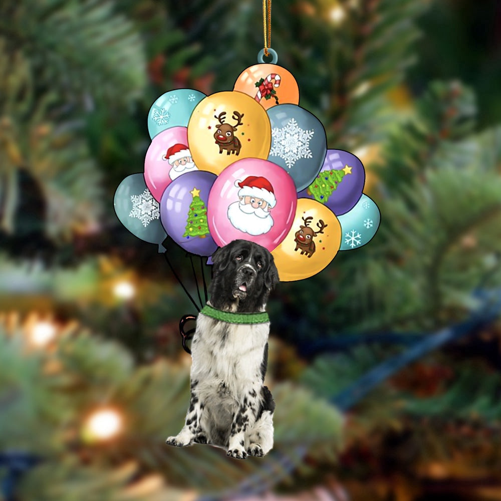 Dog Christmas Ornament, Newfounderland With Balloons Christmas Ornament, Pet Christmas Ornaments