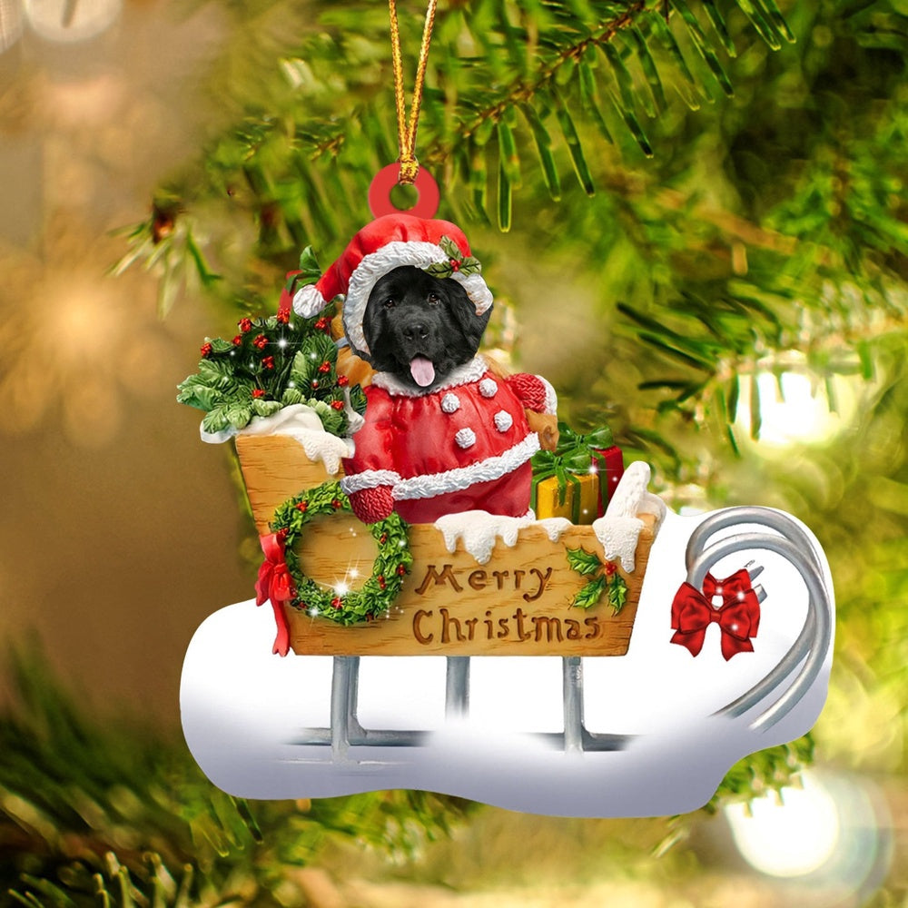 Dog Christmas Ornament, Newfoundland Merry Christmas Ornament, Pet Christmas Ornaments