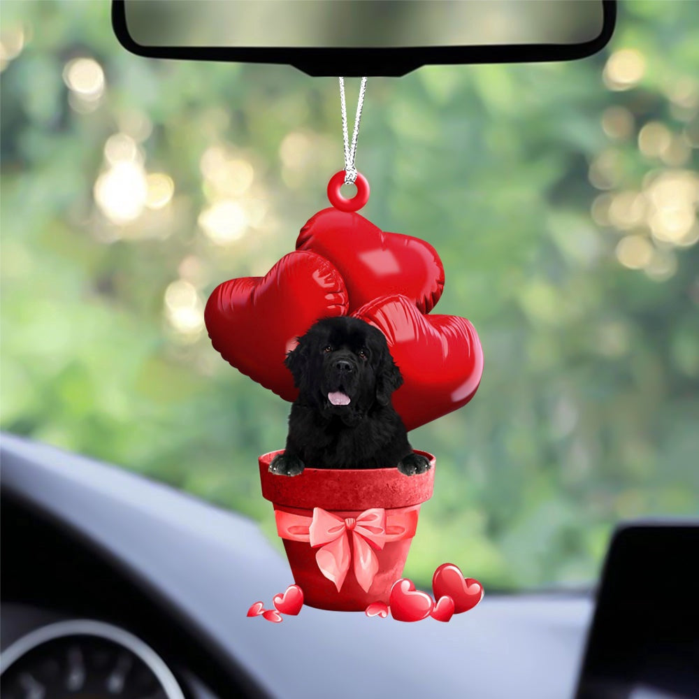 Dog Christmas Ornament, Newfoundland Red Heart Balloon Ornament, Pet Christmas Ornaments
