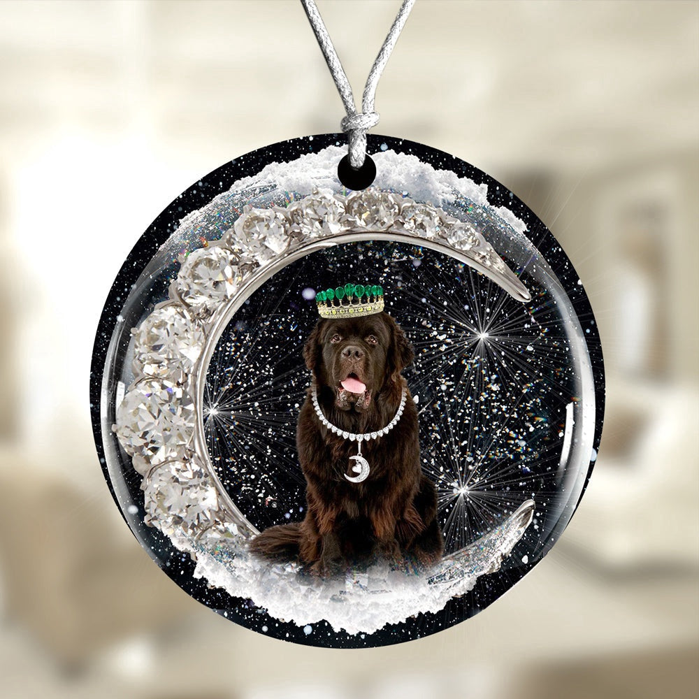 Dog Christmas Ornament, Newfoundland With Crown Diamond Ornament, Pet Christmas Ornaments