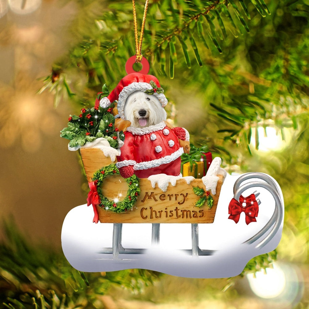 Dog Christmas Ornament, Old English Sheepdog Merry Christmas Ornament, Pet Christmas Ornaments