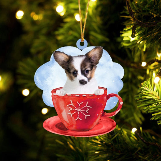 Dog Christmas Ornament, Papillon On The Cup Christmas Ornament, Pet Christmas Ornaments