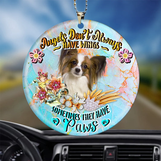 Dog Christmas Ornament, Papillon Sometimes They Have Paws Ornament, Pet Christmas Ornaments