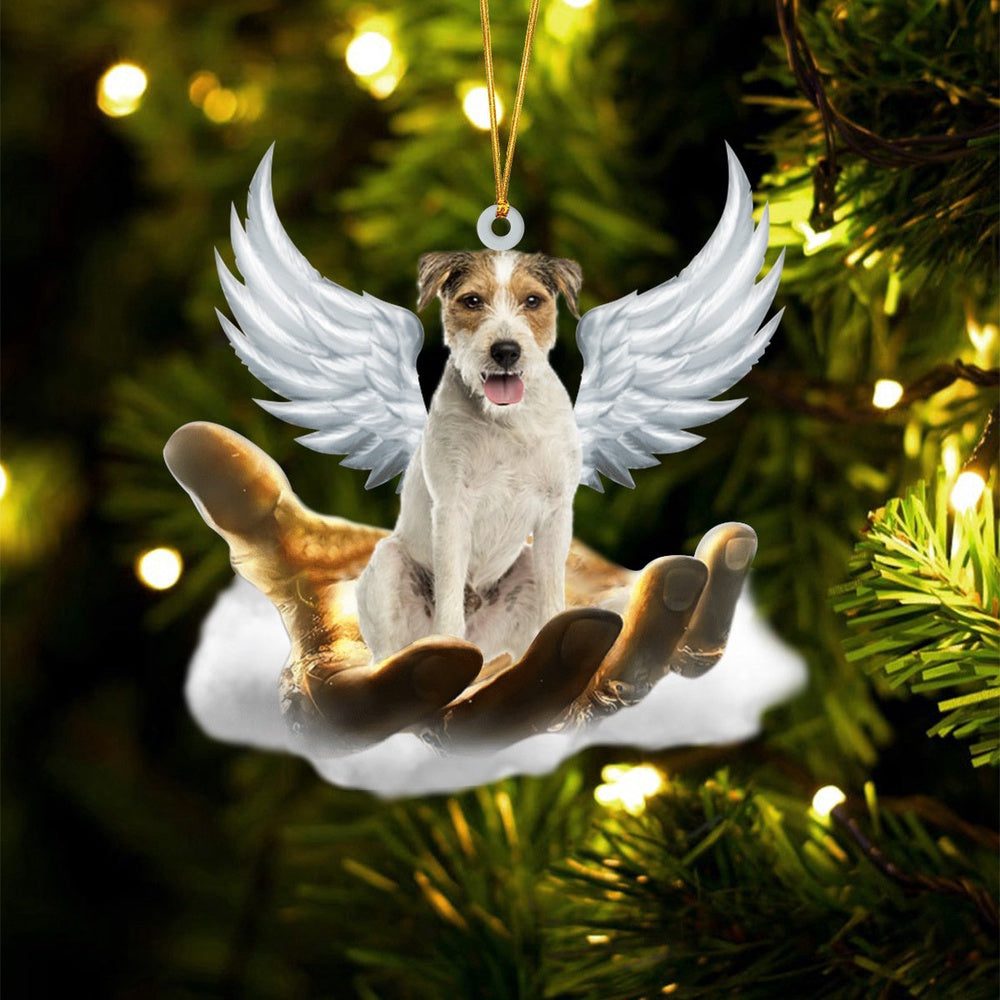 Dog Christmas Ornament, Parson Russell Terrier On The Hands Of Jesus Ornament, Pet Christmas Ornaments